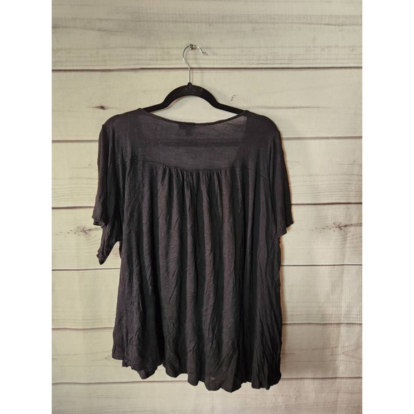 Torrid Womens Peasant Blouse Black Aztec Short Sleeve Flutter Boho Plus 1X - Picture 2 of 6